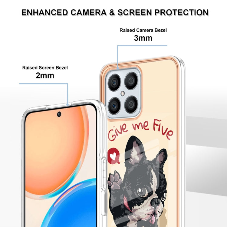 For Honor X8 4G Electroplating Marble Dual-side IMD Phone Case(Lucky Dog)