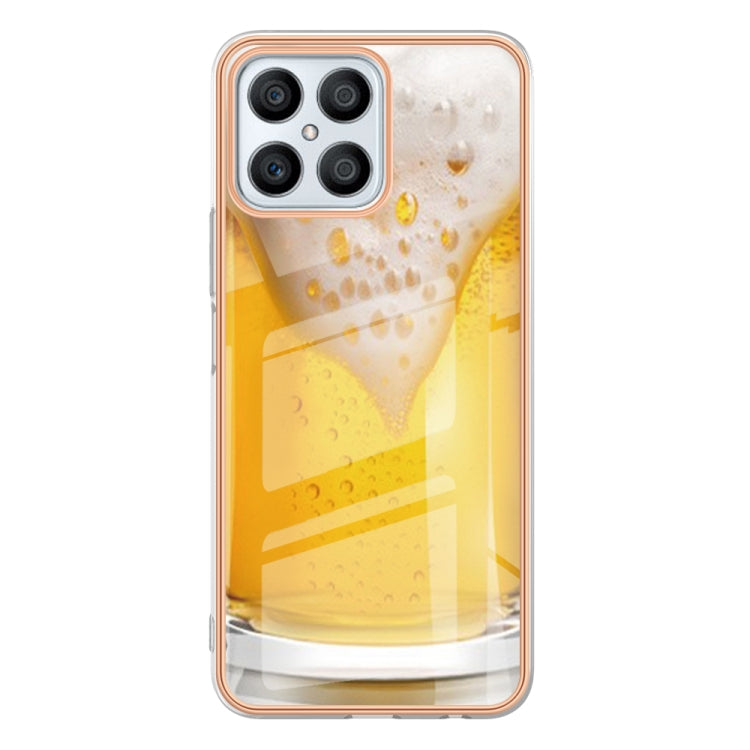 For Honor X8 4G Electroplating Marble Dual-side IMD Phone Case(Draft Beer)