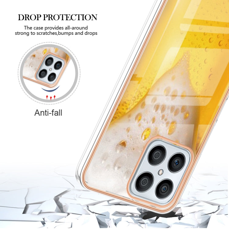For Honor X8 4G Electroplating Marble Dual-side IMD Phone Case(Draft Beer)