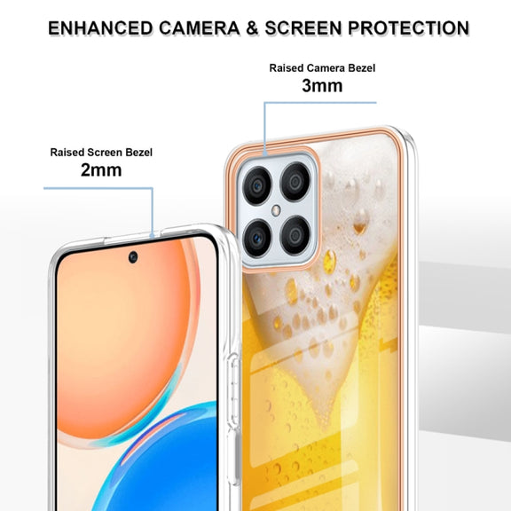 For Honor X8 4G Electroplating Marble Dual-side IMD Phone Case(Draft Beer)