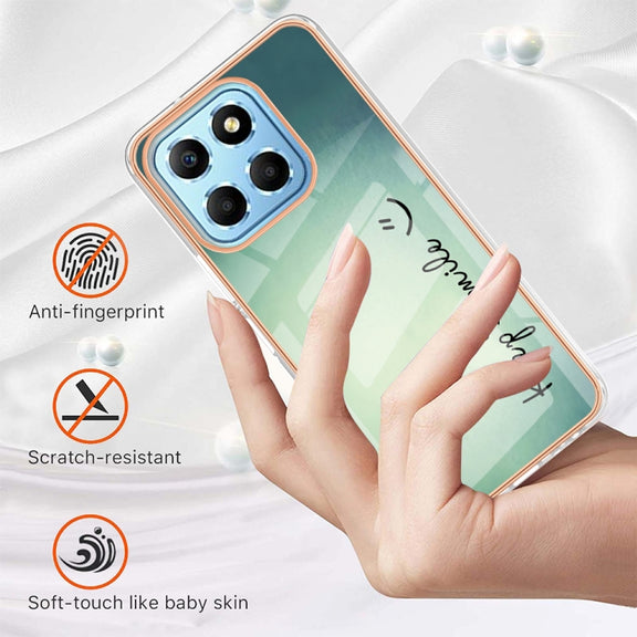 For Honor X8 5G / X6 4G Electroplating Marble Dual-side IMD Phone Case(Smile)