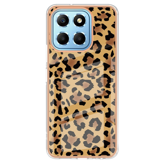 For Honor X8 5G / X6 4G Electroplating Marble Dual-side IMD Phone Case(Leopard Print)