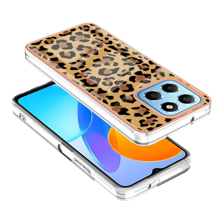 For Honor X8 5G / X6 4G Electroplating Marble Dual-side IMD Phone Case(Leopard Print)