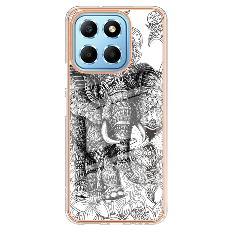 For Honor X8 5G / X6 4G Electroplating Marble Dual-side IMD Phone Case(Totem Elephant)