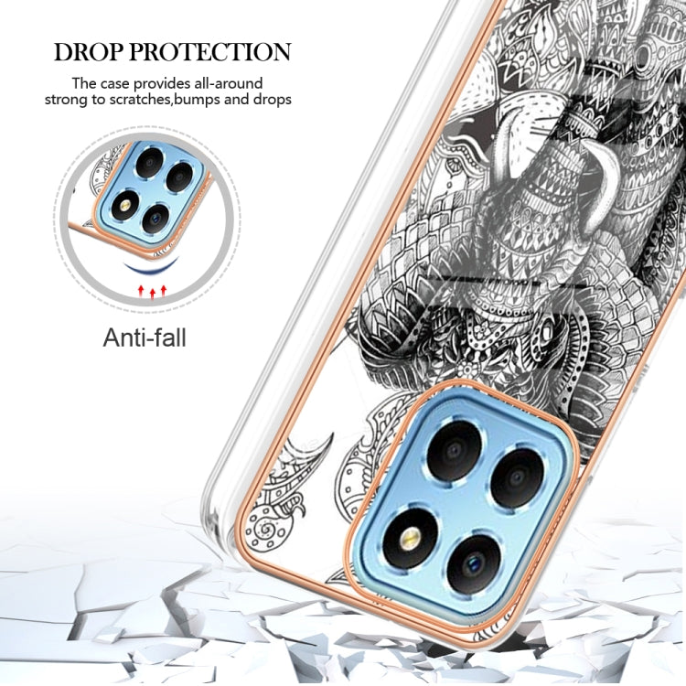 For Honor X8 5G / X6 4G Electroplating Marble Dual-side IMD Phone Case(Totem Elephant)