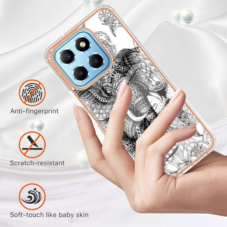 For Honor X8 5G / X6 4G Electroplating Marble Dual-side IMD Phone Case(Totem Elephant)