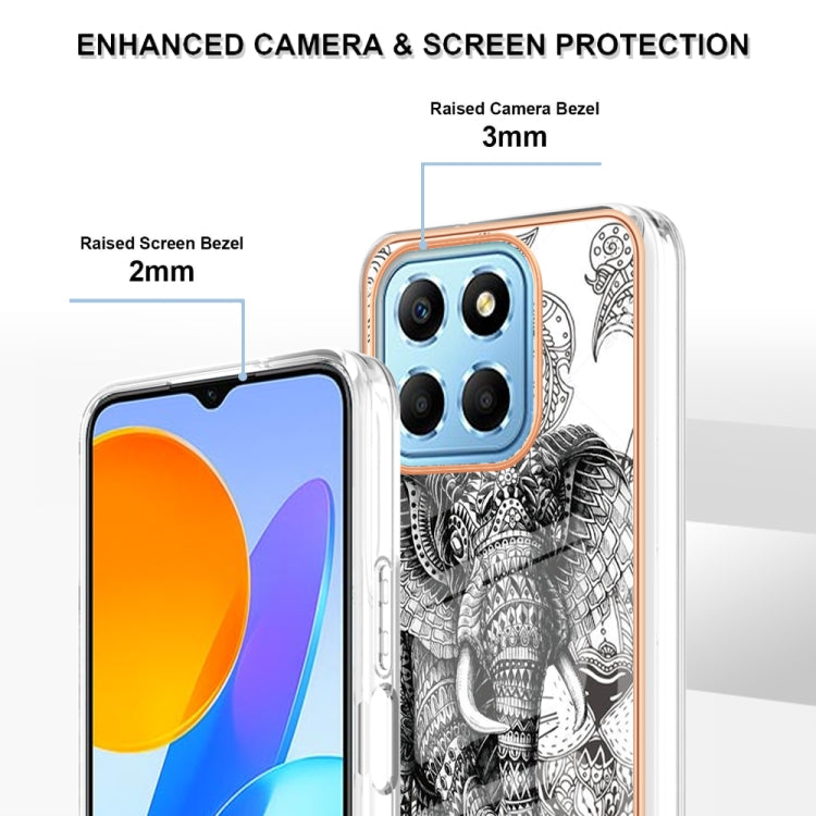 For Honor X8 5G / X6 4G Electroplating Marble Dual-side IMD Phone Case(Totem Elephant)