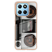 For Honor X8 5G / X6 4G Electroplating Marble Dual-side IMD Phone Case(Retro Radio)
