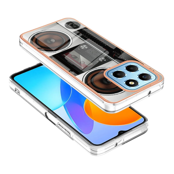 For Honor X8 5G / X6 4G Electroplating Marble Dual-side IMD Phone Case(Retro Radio)