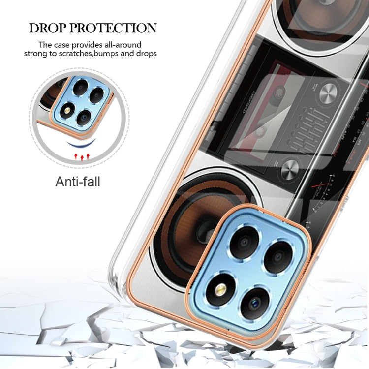 For Honor X8 5G / X6 4G Electroplating Marble Dual-side IMD Phone Case(Retro Radio)