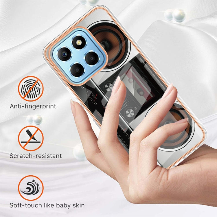 For Honor X8 5G / X6 4G Electroplating Marble Dual-side IMD Phone Case(Retro Radio)