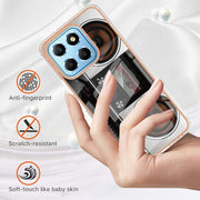 For Honor X8 5G / X6 4G Electroplating Marble Dual-side IMD Phone Case(Retro Radio)
