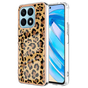 For Honor X8a Electroplating Marble Dual-side IMD Phone Case(Leopard Print)