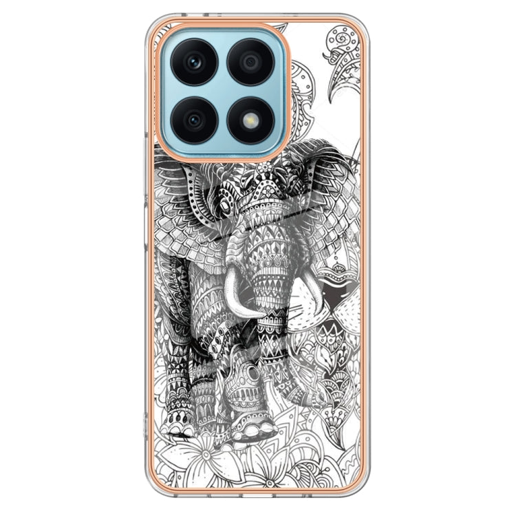 For Honor X8a Electroplating Marble Dual-side IMD Phone Case(Totem Elephant)