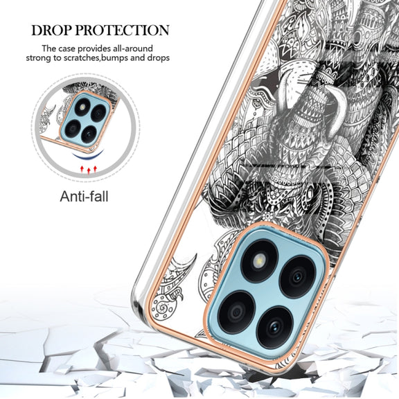 For Honor X8a Electroplating Marble Dual-side IMD Phone Case(Totem Elephant)
