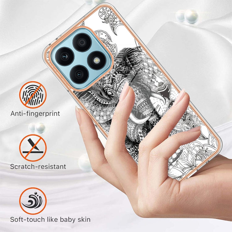 For Honor X8a Electroplating Marble Dual-side IMD Phone Case(Totem Elephant)