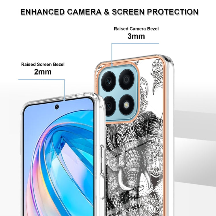 For Honor X8a Electroplating Marble Dual-side IMD Phone Case(Totem Elephant)
