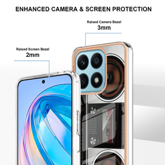For Honor X8a Electroplating Marble Dual-side IMD Phone Case(Retro Radio)