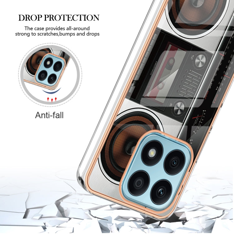 For Honor X8a Electroplating Marble Dual-side IMD Phone Case(Retro Radio)