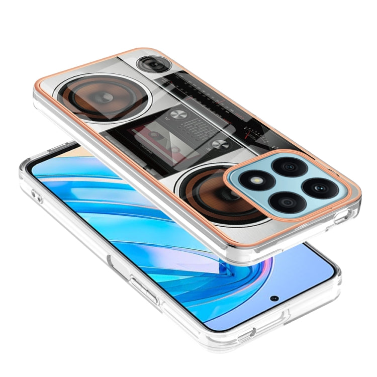 For Honor X8a Electroplating Marble Dual-side IMD Phone Case(Retro Radio)