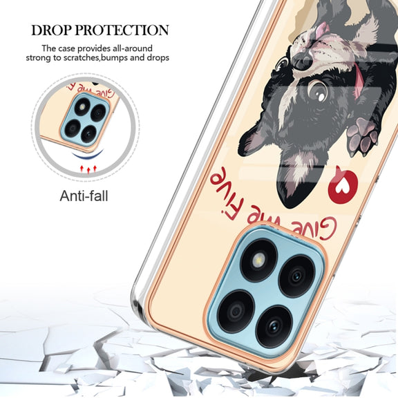 For Honor X8a Electroplating Marble Dual-side IMD Phone Case(Lucky Dog)