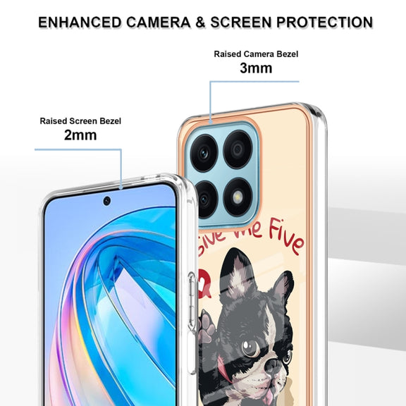 For Honor X8a Electroplating Marble Dual-side IMD Phone Case(Lucky Dog)