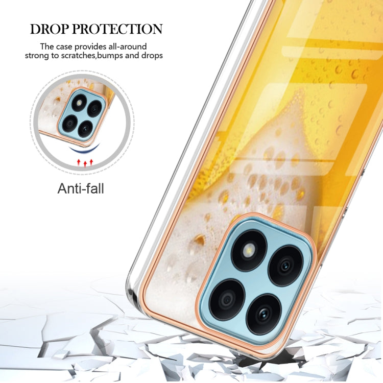 For Honor X8a Electroplating Marble Dual-side IMD Phone Case(Draft Beer)
