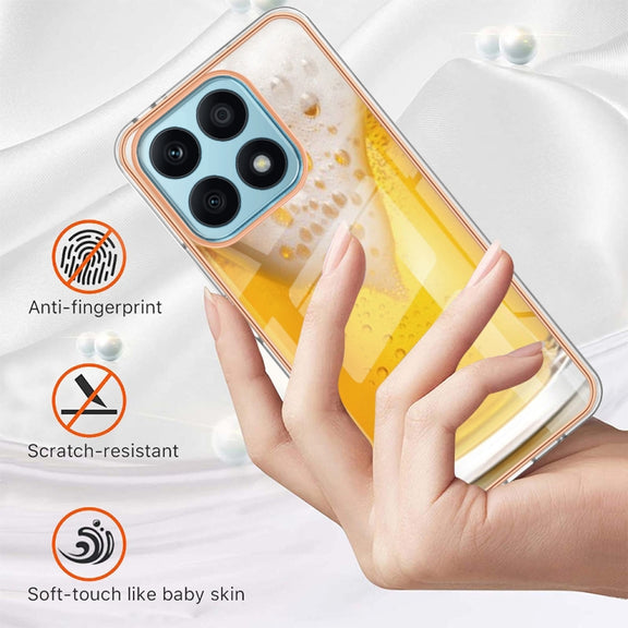 For Honor X8a Electroplating Marble Dual-side IMD Phone Case(Draft Beer)