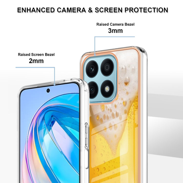 For Honor X8a Electroplating Marble Dual-side IMD Phone Case(Draft Beer)