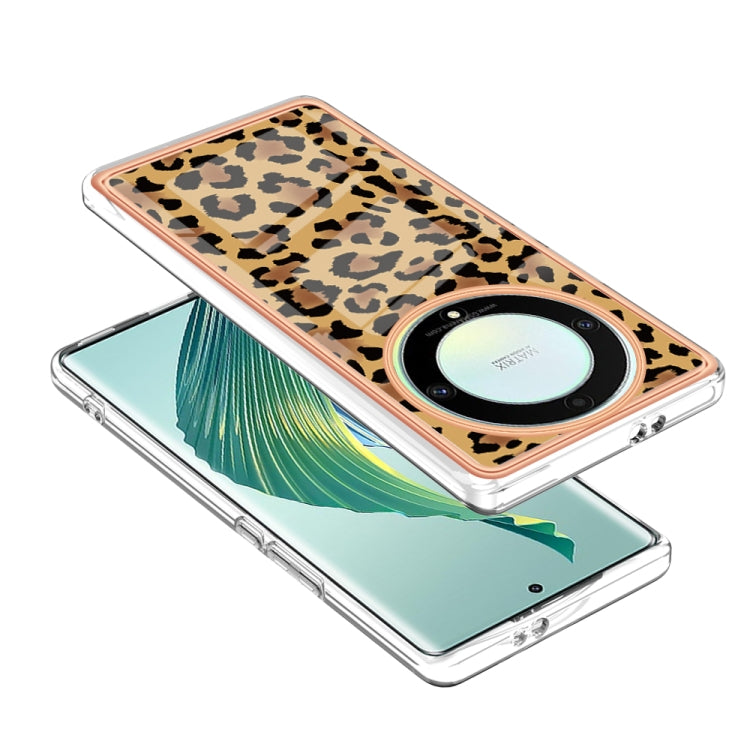 For Honor X9a / Magic5 Lite Electroplating Marble Dual-side IMD Phone Case(Leopard Print)