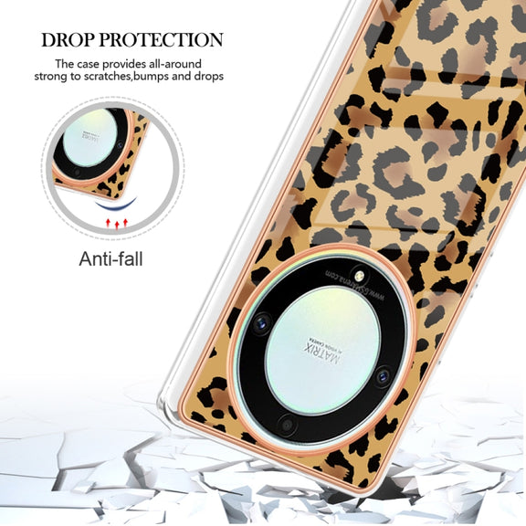 For Honor X9a / Magic5 Lite Electroplating Marble Dual-side IMD Phone Case(Leopard Print)