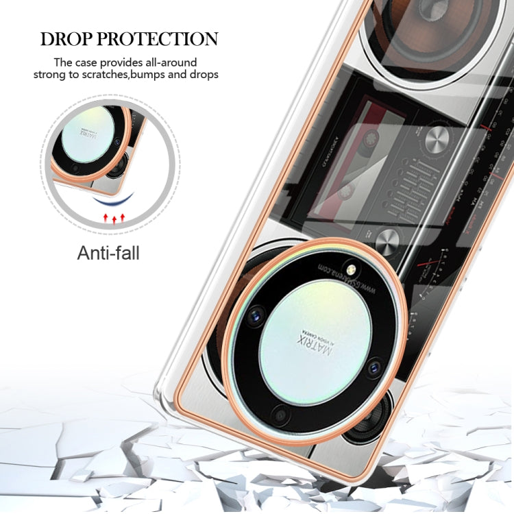 For Honor X9a / Magic5 Lite Electroplating Marble Dual-side IMD Phone Case(Retro Radio)