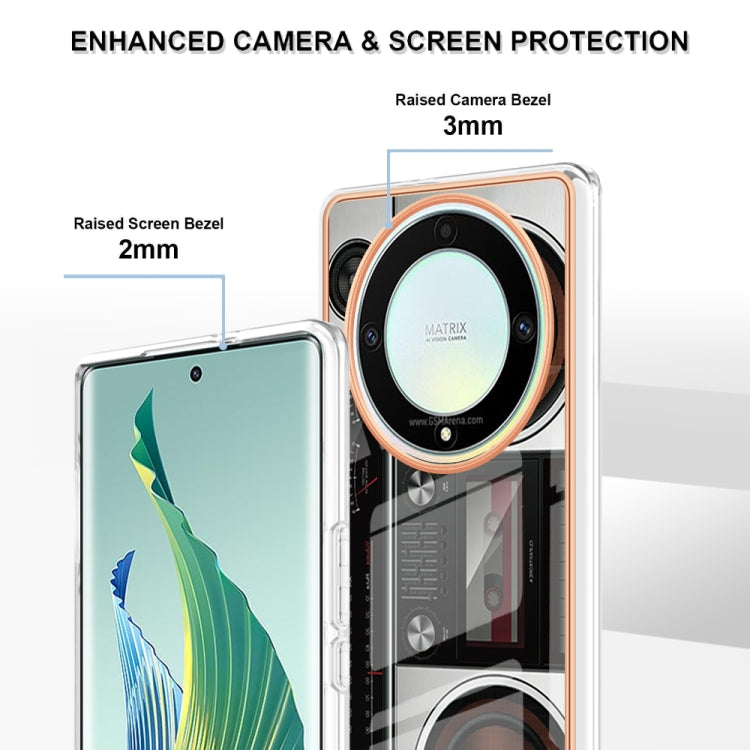 For Honor X9a / Magic5 Lite Electroplating Marble Dual-side IMD Phone Case(Retro Radio)