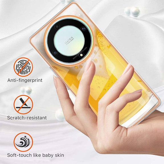 For Honor X9a / Magic5 Lite Electroplating Marble Dual-side IMD Phone Case(Draft Beer)