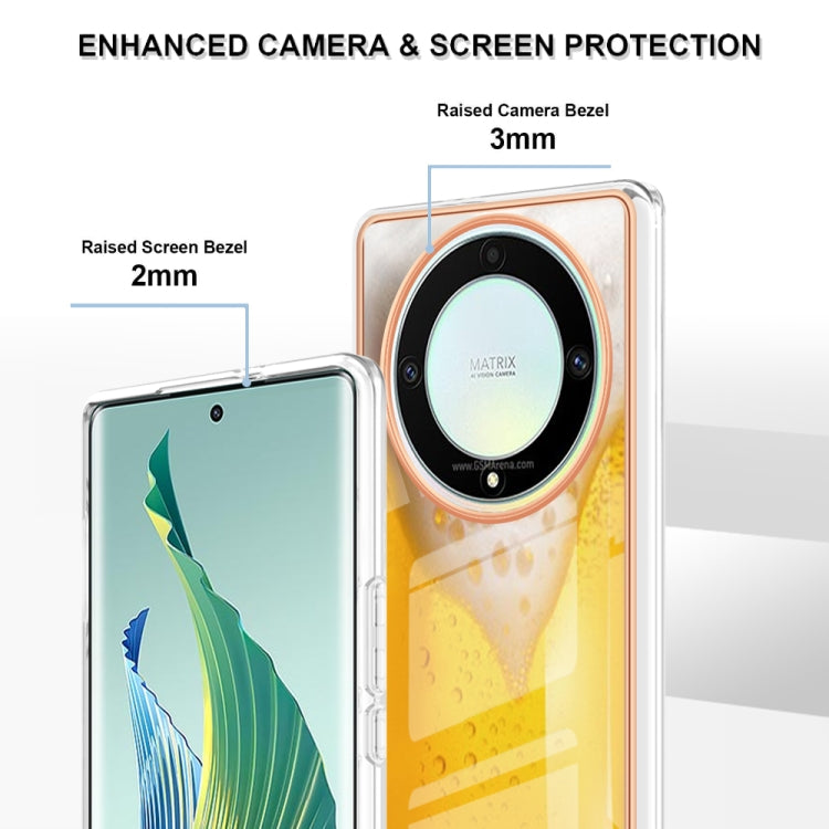 For Honor X9a / Magic5 Lite Electroplating Marble Dual-side IMD Phone Case(Draft Beer)
