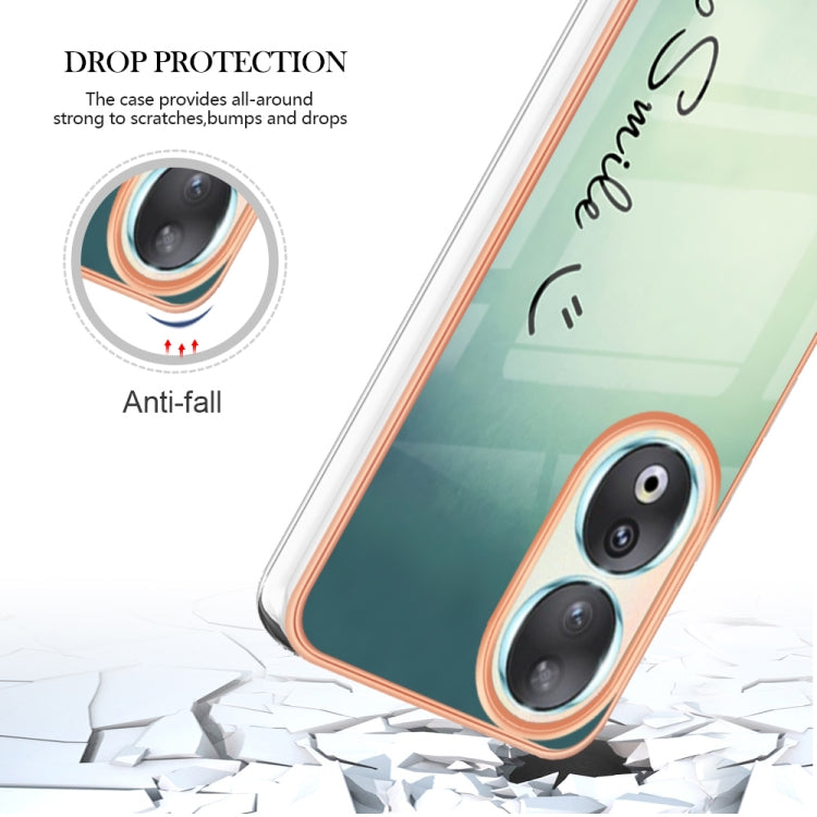 For Honor 90 5G Electroplating Marble Dual-side IMD Phone Case(Smile)