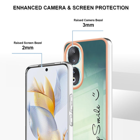 For Honor 90 5G Electroplating Marble Dual-side IMD Phone Case(Smile)
