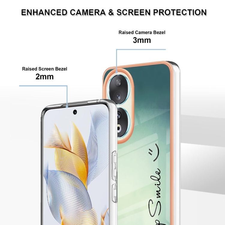For Honor 90 5G Electroplating Marble Dual-side IMD Phone Case(Smile)