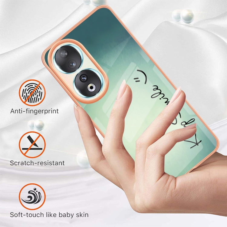 For Honor 90 5G Electroplating Marble Dual-side IMD Phone Case(Smile)