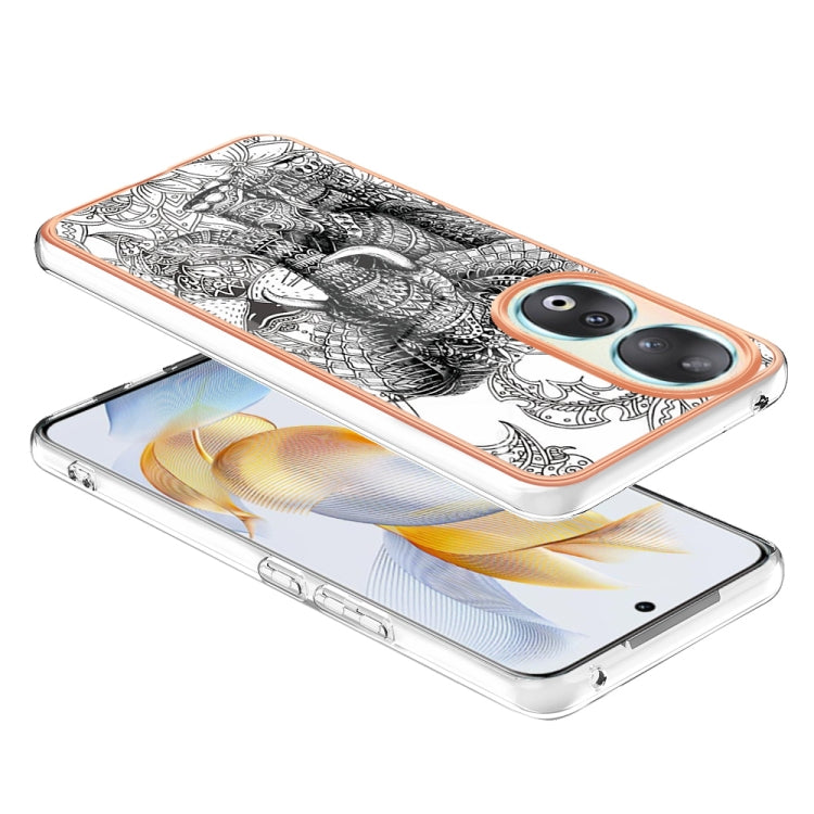 For Honor 90 5G Electroplating Marble Dual-side IMD Phone Case(Totem Elephant)