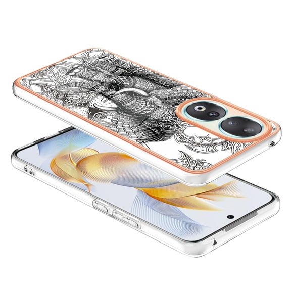 For Honor 90 5G Electroplating Marble Dual-side IMD Phone Case(Totem Elephant)