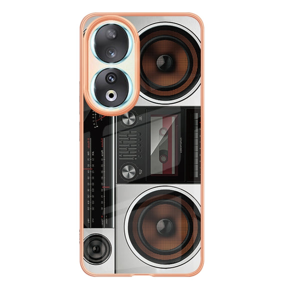For Honor 90 5G Electroplating Marble Dual-side IMD Phone Case(Retro Radio)