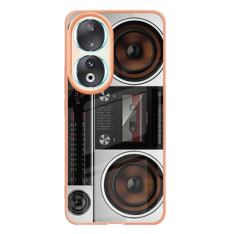 For Honor 90 5G Electroplating Marble Dual-side IMD Phone Case(Retro Radio)