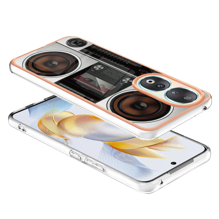 For Honor 90 5G Electroplating Marble Dual-side IMD Phone Case(Retro Radio)