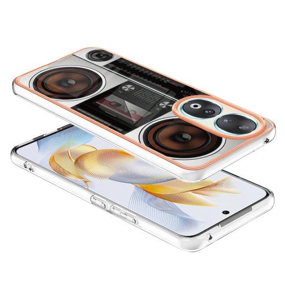For Honor 90 5G Electroplating Marble Dual-side IMD Phone Case(Retro Radio)