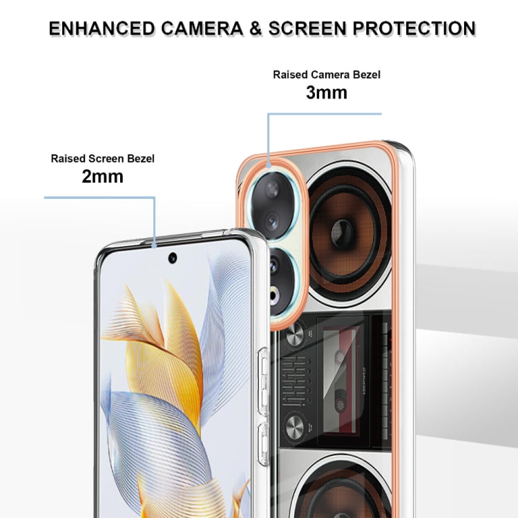 For Honor 90 5G Electroplating Marble Dual-side IMD Phone Case(Retro Radio)