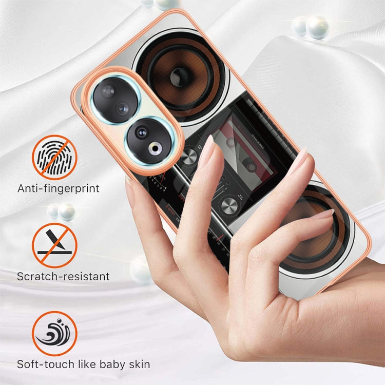 For Honor 90 5G Electroplating Marble Dual-side IMD Phone Case(Retro Radio)