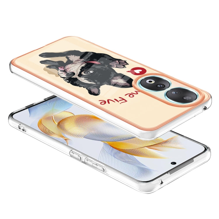 For Honor 90 5G Electroplating Marble Dual-side IMD Phone Case(Lucky Dog)