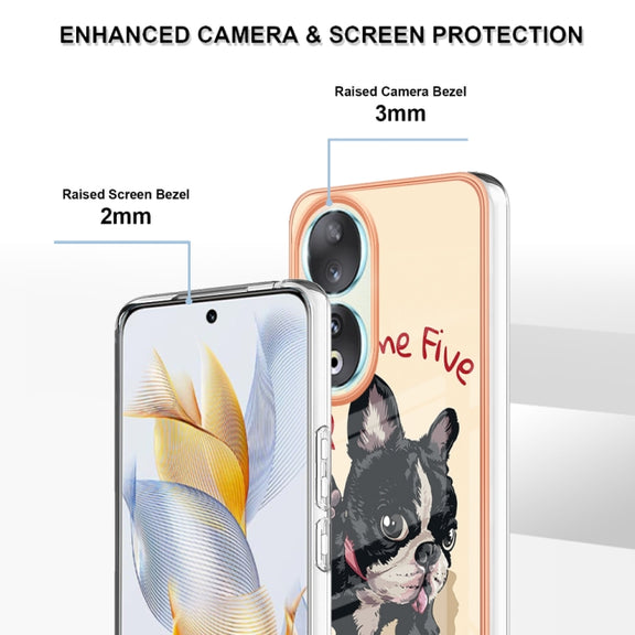 For Honor 90 5G Electroplating Marble Dual-side IMD Phone Case(Lucky Dog)