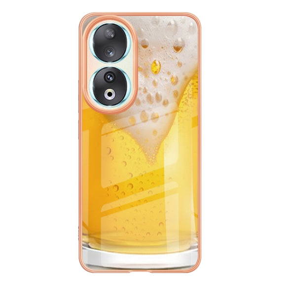 For Honor 90 5G Electroplating Marble Dual-side IMD Phone Case(Draft Beer)